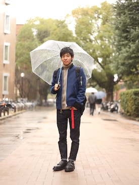 「KURO（クロ）のアイテム（その他アウター）」を使った、solaさん（メンズ・168cm）の冬コーディネート