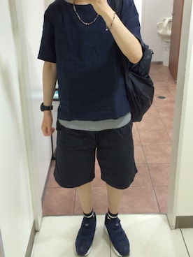 「SCYE BASICS（サイベーシックス）のアイテム（その他パンツ）」を使った、モジャ男さん（メンズ・172cm）の夏コーディネート