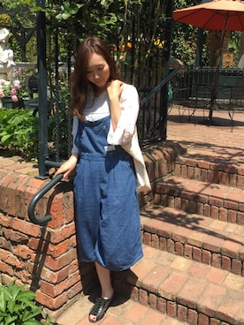 「チュニック」｜「アイテム（サロペット/オーバーオール）」を使った、8mam.さん（レディース・165cm）の春コーディネート