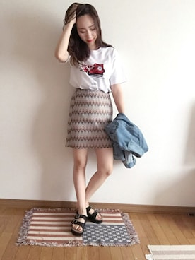 「EDWIN」｜「アイテム（スカート）」を使った、8mam.さん（レディース・165cm）の夏コーディネート
