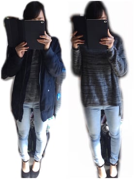 「Doublefocus（ダブルフォーカス）のアイテム（ブルゾン）」を使った、ちゃんりささん（レディース・155cm）の冬コーディネート