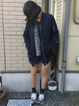 「Doublefocus（ダブルフォーカス）のアイテム（ブルゾン）」を使った、ちゃんりささん（レディース・155cm）の春コーディネート