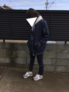 「Doublefocus（ダブルフォーカス）のアイテム（ブルゾン）」を使った、ちゃんりささん（レディース・155cm）の春コーディネート