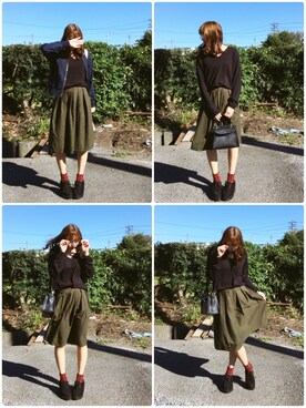 「RETRO GIRL（レトロガール）のアイテム（その他シューズ）」を使った、ちゃんりささん（レディース・155cm）の秋コーディネート