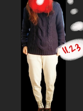 「ボリュームニット」｜「アイテム（その他シューズ）」を使った、050723♥さん（レディース・158cm）の秋コーディネート