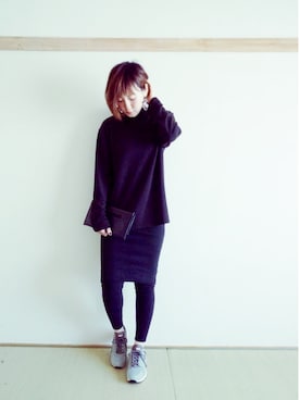 「アイテム（アクセサリー、パープル系）」を使った、ACHさん（レディース・166cm）の春コーディネート