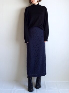 「アイテム（アクセサリー、パープル系）」を使った、ACHさん（レディース・166cm）の冬コーディネート