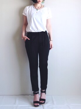 「アイテム（ピアス（両耳用）、ブルー系）」を使った、ACHさん（レディース・166cm）の夏コーディネート