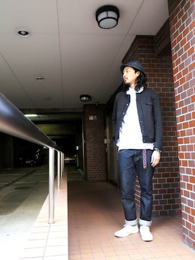 「アイテム（レッグウェア）」を使った、m.fujiiさん（メンズ・181cm）の冬コーディネート