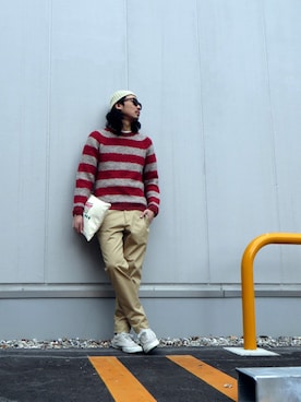 「アイテム（クラッチバッグ）」を使った、m.fujiiさん（メンズ・181cm）の冬コーディネート