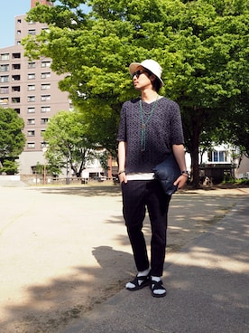 「アイテム（クラッチバッグ）」を使った、m.fujiiさん（メンズ・181cm）の春コーディネート