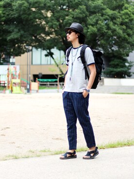 「アイテム（バックパック/リュック）」を使った、m.fujiiさん（メンズ・181cm・30代）の夏コーディネート