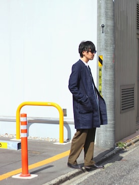 「adsr」｜「アイテム（ノーカラージャケット）」を使った、m.fujiiさん（メンズ・181cm）の冬コーディネート