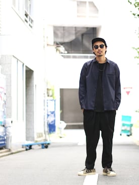 「TROVE（トローヴ）のアイテム」を使った、m.fujiiさん（メンズ・181cm）の夏コーディネート