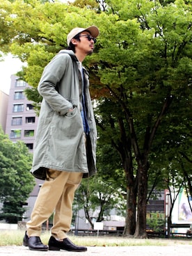 「アイテム（カバーオール）」を使った、m.fujiiさん（メンズ・181cm）の秋コーディネート