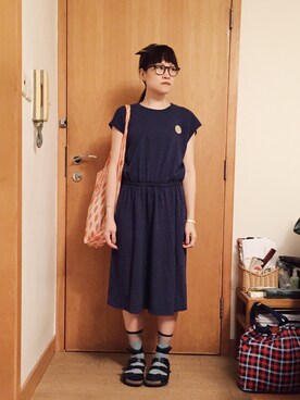 「アイテム（トートバッグ、オレンジ系）」を使った、lausimさん（レディース・159cm）の夏コーディネート