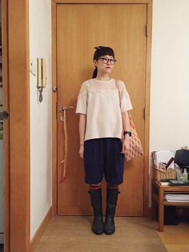 「アイテム（トートバッグ、オレンジ系）」を使った、lausimさん（レディース・159cm）の夏コーディネート