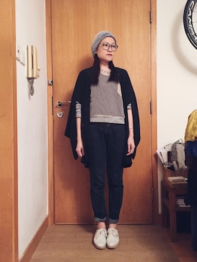 「initial（イニシャル）のアイテム（デニムパンツ）」を使った、lausimさん（レディース・159cm）の秋コーディネート