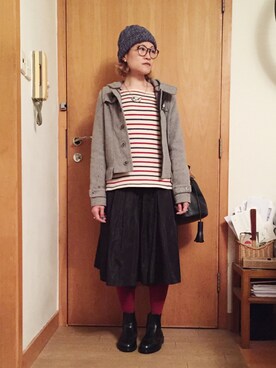 「MUJI」｜「アイテム（ブーティ）」を使った、lausimさん（レディース・159cm）の冬コーディネート