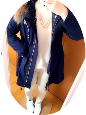 「A part by（アパートバイ）のアイテム（モッズコート）」を使った、unさん（レディース・152cm）の冬コーディネート