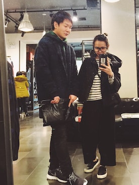 「Yohji Yamamoto（ヨウジヤマモト）のアイテム（チノパンツ）」を使った、uciiiさん（レディース・161cm）の冬コーディネート