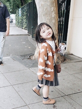 「BOBO CHOSES（ボボショーズ）のアイテム（その他アウター）」を使った、uciiiさん（キッズ・100cm）の秋コーディネート