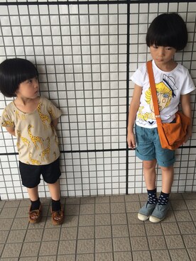 「アニマル」｜「アイテム（モカシン/デッキシューズ）」を使った、yuuuiさん（キッズ・110cm）の秋コーディネート
