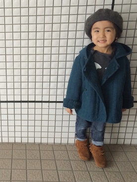 「bobochoses」｜「アイテム（ハンチング/ベレー帽）」を使った、yuuuiさん（キッズ・100cm）の冬コーディネート