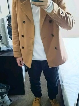 「寒い」｜「アイテム（ピーコート）」を使った、裕貴さん（メンズ・170cm）の冬コーディネート