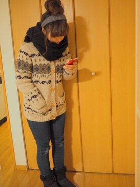 「カウチン」｜砂川さん（レディース・151cm）の冬コーディネート