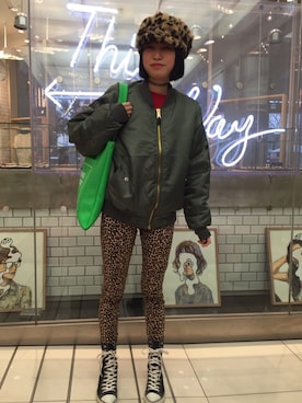 「ROTHCO（ロスコ）のアイテム（ブルゾン）」を使った、KIM RINOさん（レディース・161cm）の冬コーディネート