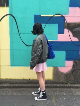「ROTHCO（ロスコ）のアイテム（ブルゾン）」を使った、KIM RINOさん（レディース・161cm）の春コーディネート