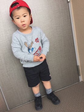 「こども ビームス（コドモビームス）のアイテム（スウェット）」を使った、na♡さん（キッズ・90cm）の春コーディネート