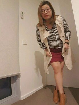 「stripes」｜「アイテム（ブーティ）」を使った、AMCさん（レディース・160cm）の春コーディネート