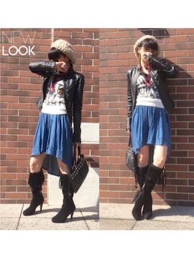 「ロング」｜「アイテム（ハンチング/ベレー帽）」を使った、Puffさん（レディース・159cm）の秋コーディネート