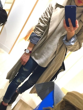 「23区（ニジュウサンク）のライトウールハーフ ニットチュニック（ニット/セーター、ベージュ系）」を使った、Aya.さん（レディース・158cm）の冬コーディネート