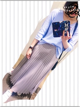 「UNIQLO（ユニクロ）のアイテム（スカート、グレー系）」を使った、Aya.さん（レディース・158cm）の夏コーディネート