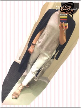 「LEPSIM（レプシィム）の【In Red 7月号掲載アイテム】レースアップジュートサンダル　724244（サンダル、ベージュ系）」を使った、Aya.さん（レディース・158cm）の夏コーディネート