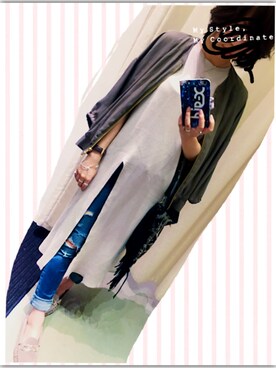 「スリットワンピース」｜「アイテム（ブルゾン）」を使った、Aya.さん（レディース・158cm）の秋コーディネート