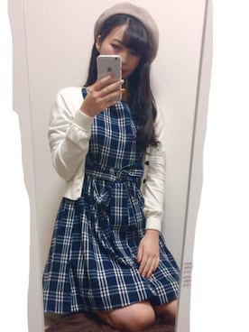 「NICE CLAUP（ナイスクラップ）のアイテム（ハンチング/ベレー帽）」を使った、yuさん（レディース・163cm）の秋コーディネート