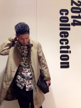 「DRIES VAN NOTEN（ドリスヴァンノッテン）のアイテム（ステンカラーコート）」を使った、RELATIONさん（メンズ・165cm）の冬コーディネート