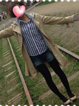 「TIENS ecoute（ティアンエクート）のアイテム（トレンチコート）」を使った、eさん（レディース・155cm）の春コーディネート