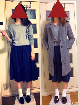 「OZOC（オゾック）のアイテム（ジャケット/アウター）」を使った、saoriさん（レディース・165cm）の冬コーディネート