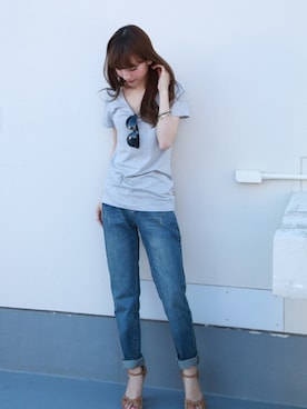 「REAL CUBE（リアルキューブ）のアイテム（パンツ）」を使った、REALCUBEさん（レディース・158cm）の春コーディネート