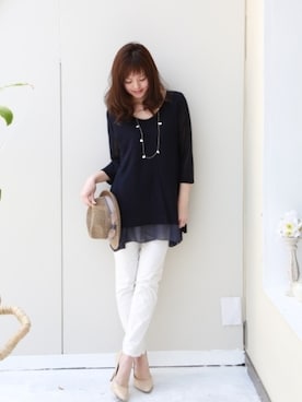 「アイテム（チュニック）」を使った、REALCUBEさん（レディース・155cm）の春コーディネート