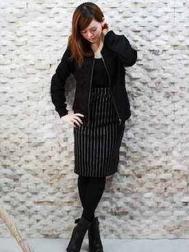 「REAL CUBE（リアルキューブ）のアイテム（ブルゾン）」を使った、REALCUBEさん（レディース・155cm）の春コーディネート