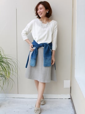 「REAL CUBE（リアルキューブ）のアイテム（トップス）」を使った、REALCUBEさん（レディース・155cm）の春コーディネート