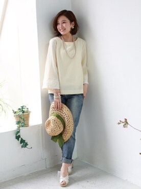 「REAL CUBE（リアルキューブ）のアイテム」を使った、REALCUBEさん（レディース・155cm）の春コーディネート