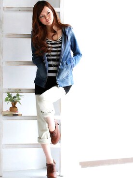 「REAL CUBE（リアルキューブ）のアイテム」を使った、REALCUBEさん（レディース・155cm）の春コーディネート