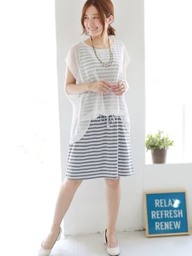 「REAL CUBE（リアルキューブ）のアイテム」を使った、REALCUBEさん（レディース・155cm）の夏コーディネート